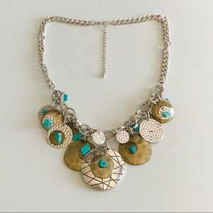 Silver & Turquoise Hammered Necklace